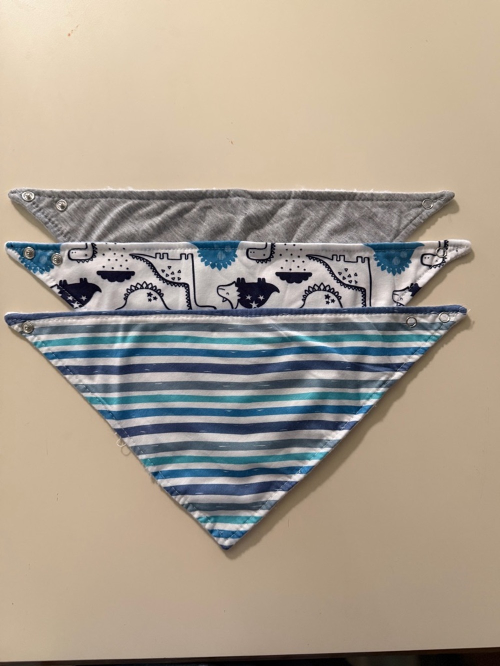 Baby Bandana Bibs - Blue Stripe & Dino Set